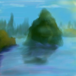 Une peinture de rivière